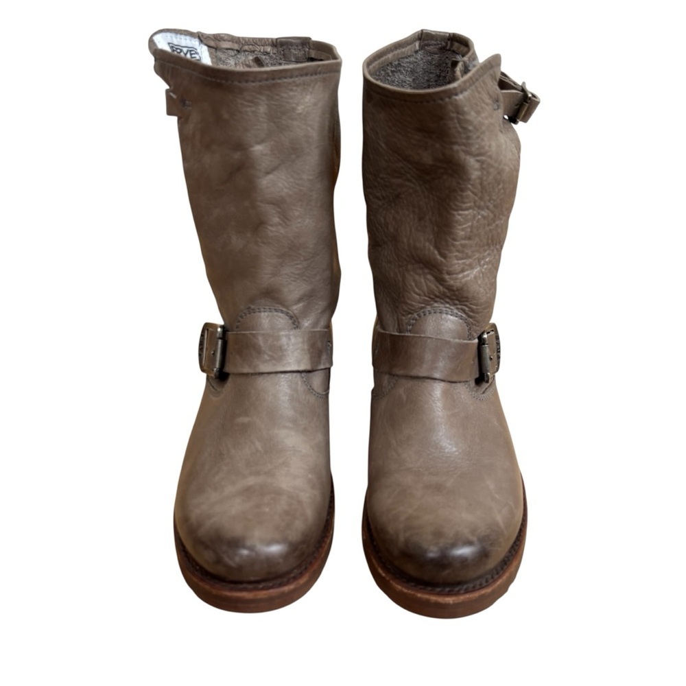 Frye Veronica Shortie Short Grey/Brown Leather Pull-On Boots Women’s Size 6 - Picture 4 of 10